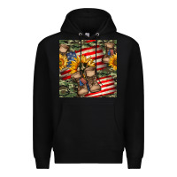 Black usa flag with army boot seamless pattern Premium Hoodie - BundleAndBundleShop