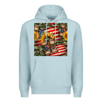 Blue Mist usa flag with army boot seamless pattern Premium Hoodie - BundleAndBundleShop
