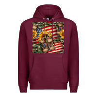 Burgundy usa flag with army boot seamless pattern Premium Hoodie - BundleAndBundleShop