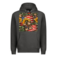 Charcoal Heather usa flag with army boot seamless pattern Premium Hoodie - BundleAndBundleShop