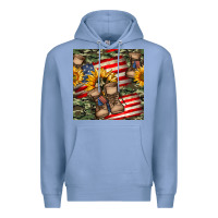 Colony Blue usa flag with army boot seamless pattern Premium Hoodie - BundleAndBundleShop