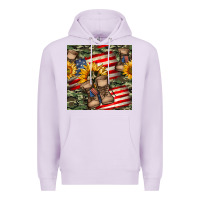 Lilac usa flag with army boot seamless pattern Premium Hoodie - BundleAndBundleShop