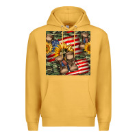 Mustard usa flag with army boot seamless pattern Premium Hoodie - BundleAndBundleShop