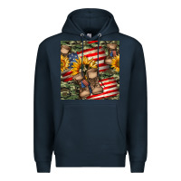 Navy usa flag with army boot seamless pattern Premium Hoodie - BundleAndBundleShop