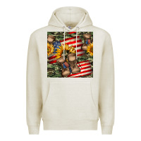Oatmeal Heather usa flag with army boot seamless pattern Premium Hoodie - BundleAndBundleShop