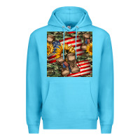 Ocean Blue usa flag with army boot seamless pattern Premium Hoodie - BundleAndBundleShop