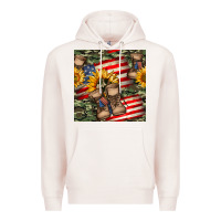 Pale Pink usa flag with army boot seamless pattern Premium Hoodie - BundleAndBundleShop