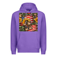 Purple usa flag with army boot seamless pattern Premium Hoodie - BundleAndBundleShop