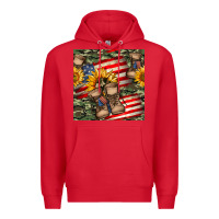 Red usa flag with army boot seamless pattern Premium Hoodie - BundleAndBundleShop
