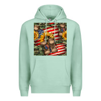 Seafoam usa flag with army boot seamless pattern Premium Hoodie - BundleAndBundleShop
