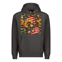 Smoke usa flag with army boot seamless pattern Premium Hoodie - BundleAndBundleShop