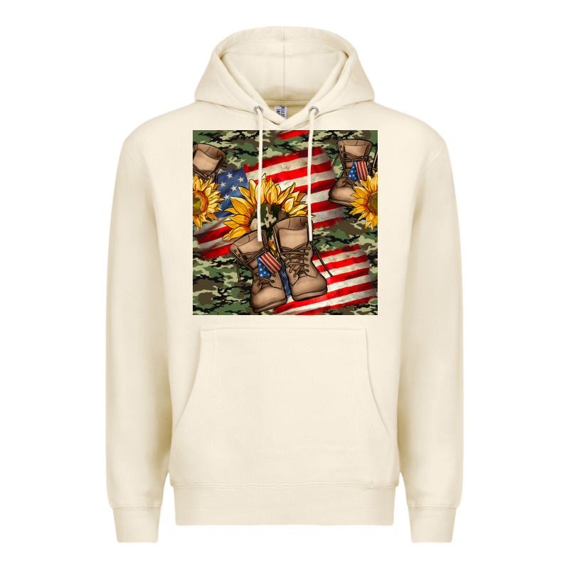 Usa Flag With Army Boot Seamless Pattern Premium Hoodie by BundleAndBundleShop | Teevron