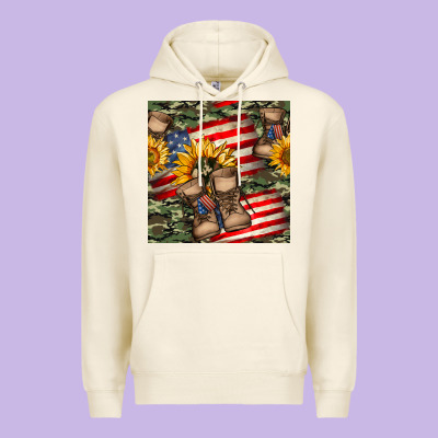 Usa Flag With Army Boot Seamless Pattern Premium Hoodie Designed By Bundleandbundleshop