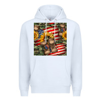 White usa flag with army boot seamless pattern Premium Hoodie - BundleAndBundleShop