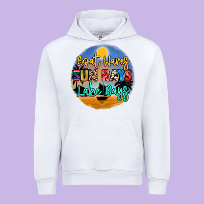Boat Waves Sun Rays Lake Days Urban Hoodie Designed By Nancycooperartshop