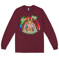 Burgundy easter rabbit rainbow Long Sleeve Tee - BarkalooDesign