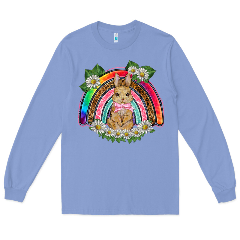 Easter Rabbit Rainbow Long Sleeve Tee by BarkalooDesign | Teevron