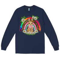 Navy easter rabbit rainbow Long Sleeve Tee - BarkalooDesign