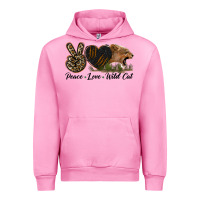 Fuchsia Pink Peace Love Wild Cat Head Urban Hoodie - LillyAllenDesigns
