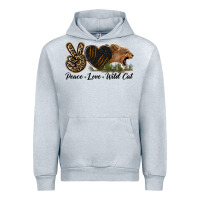 Heather Grey Peace Love Wild Cat Head Urban Hoodie - LillyAllenDesigns
