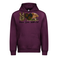Mauve Wine Peace Love Wild Cat Head Urban Hoodie - LillyAllenDesigns