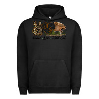 Pigment Black Peace Love Wild Cat Head Urban Hoodie - LillyAllenDesigns