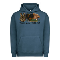 Pigment Midnight Navy Peace Love Wild Cat Head Urban Hoodie - LillyAllenDesigns