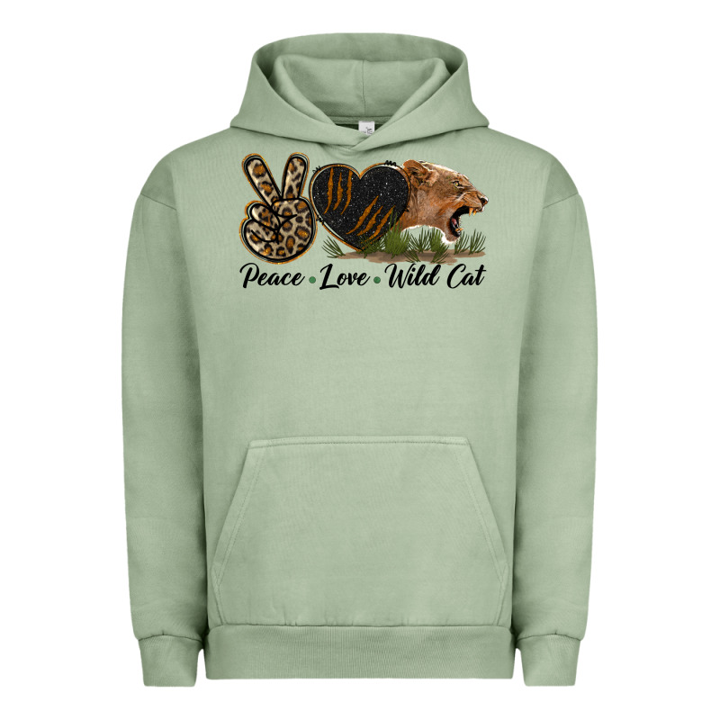 Peace Love Wild Cat Head Urban Hoodie by LillyAllenDesigns | Teevron