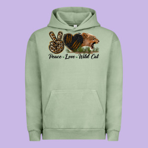 Peace Love Wild Cat Head Urban Hoodie Designed By Lillyallendesigns