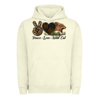 Pigment Pistachio Peace Love Wild Cat Head Urban Hoodie - LillyAllenDesigns