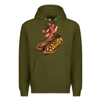 Army Green cacao beans and flowers Premium Hoodie - AdoDesignShop