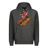 Charcoal Heather cacao beans and flowers Premium Hoodie - AdoDesignShop