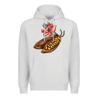 Dove Grey cacao beans and flowers Premium Hoodie - AdoDesignShop
