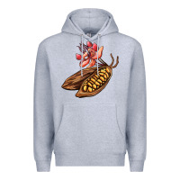 Heather Grey cacao beans and flowers Premium Hoodie - AdoDesignShop