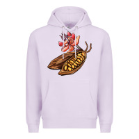 Lilac cacao beans and flowers Premium Hoodie - AdoDesignShop