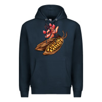 Navy cacao beans and flowers Premium Hoodie - AdoDesignShop