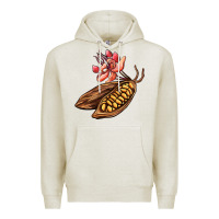 Oatmeal Heather cacao beans and flowers Premium Hoodie - AdoDesignShop