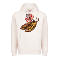 Pale Pink cacao beans and flowers Premium Hoodie - AdoDesignShop