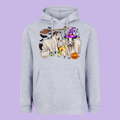 Halloween Farm Animals Heavyweight Hoodie Designed By Zillion Design Studio