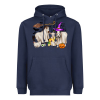 Navy halloween farm animals Heavyweight Hoodie - Zillion Design Studio