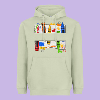 Custom Teacher Name Crayon Heavyweight Hoodie Designed By Texasbilliewilder