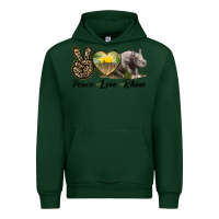 Forest Green peace love rhino Urban Hoodie - LillyAllenDesigns