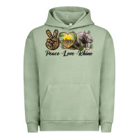 Pigment Oil Green peace love rhino Urban Hoodie - LillyAllenDesigns