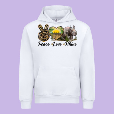 Peace Love Rhino Urban Hoodie Designed By Lillyallendesigns