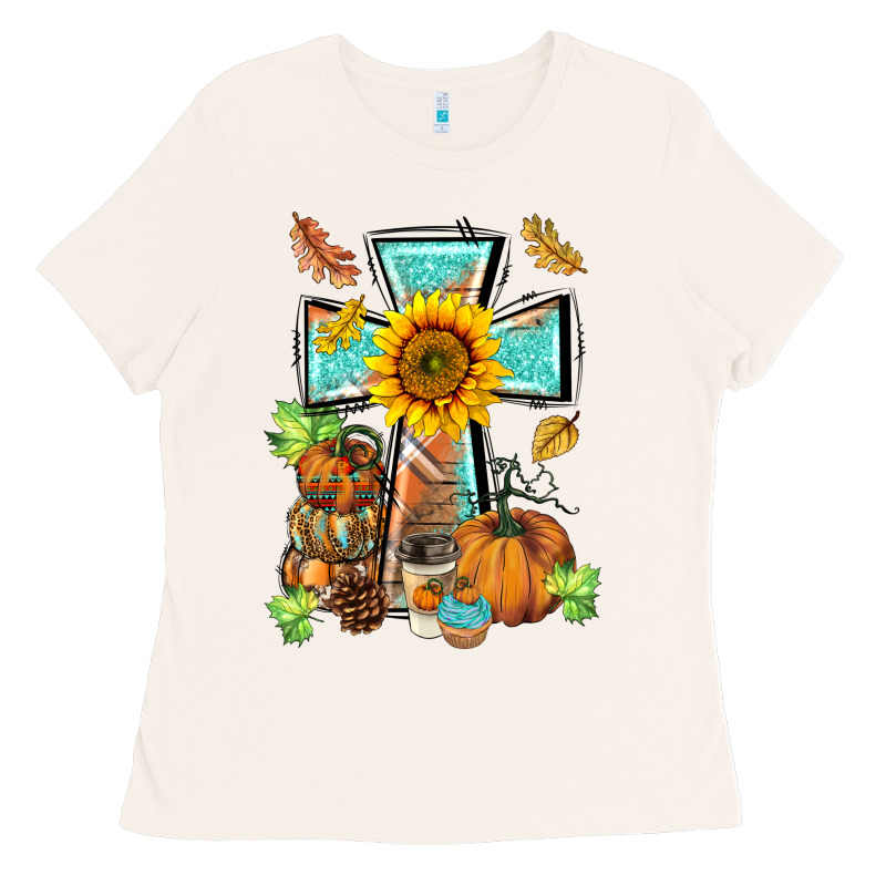 Western Thankful Cross Pumpkin Ladies Tee by BarkalooDesign | Teevron