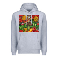 Heather Grey mexican cacti Premium Hoodie - Artiststas
