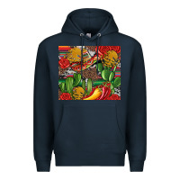 Navy mexican cacti Premium Hoodie - Artiststas