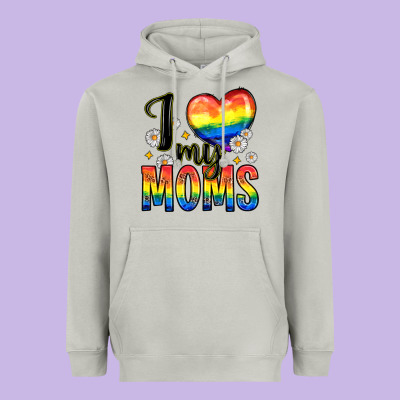 I Love My Moms Heavyweight Hoodie Designed By Zillion Design Studio