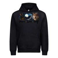 Black peace love wolf head Urban Hoodie - LillyAllenDesigns