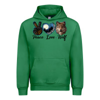 Emerald peace love wolf head Urban Hoodie - LillyAllenDesigns